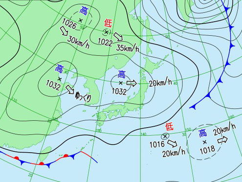 当日12時の天気図