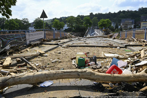 Consequences of flooding in Ahrweiler, Germany 2021