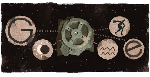 Google Doodle 27.5.2017, 115 jaar ontdekking Antikythera-Mechanisme (Google)
