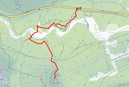 Route vom Weißenbachtal zum Nixenfall