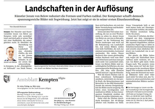 Joram von Below, scape, scapes, Kunst Malerei zeitgenössische Kunst Kempten Allgäu, Kunstgärtnerei Stiftstadt, Allgäuer Zeitung, Harald Holstein