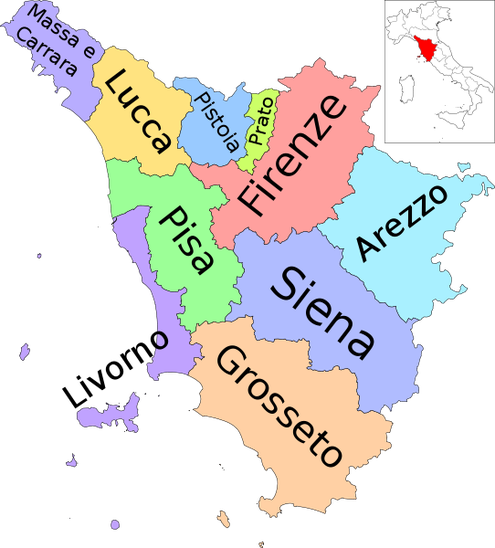 トスカーナ州 地図 (Wikimedia Commons)