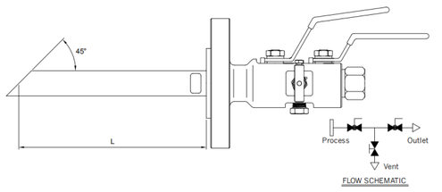 Sampling Probe with a block valve, Sample probes are used for sample extraction for manual sampling and analyser systems