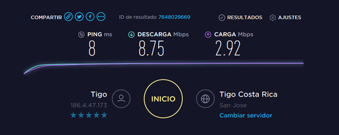 En este caso, el ping o la latencia, es de 8 ms.