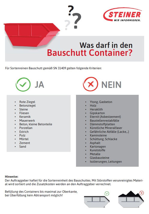 Bauschuttcontainer Was Darf Rein