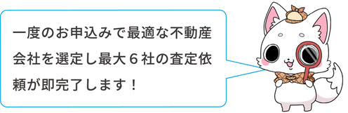 アドックなら一度のお申込みで最適な不動産会社を選定し最大６社の査定依頼が即完了します