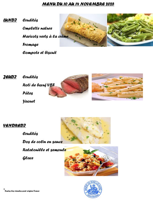 MENU CANTINE