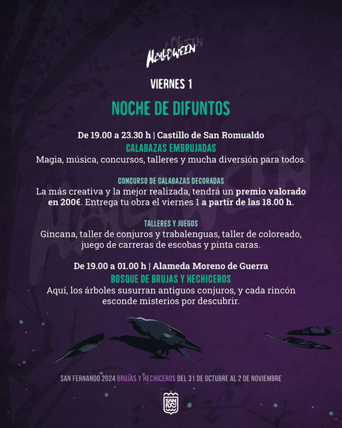 Programa del Halloween de San Fernando Mercado Medieval Noche de Brujas