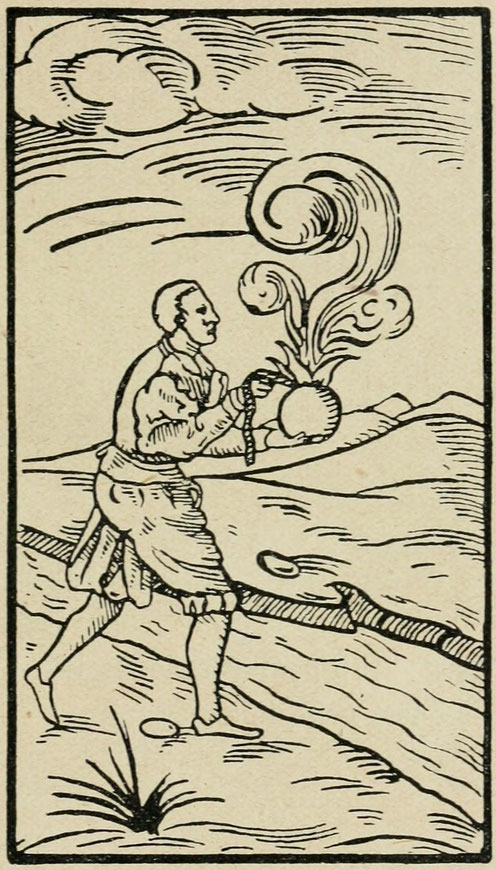 Granatenwerfer, Holzschnitt von 1561.