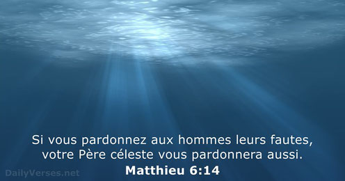 Dans la prière modèle que Jésus nous a donnée il est dit : « pardonne-nous nos offenses, comme nous aussi nous pardonnons à ceux qui nous ont offensés; » Si nous voulons que Dieu nous pardonne nos fautes, nous devons faire de même avec nos compagnons.