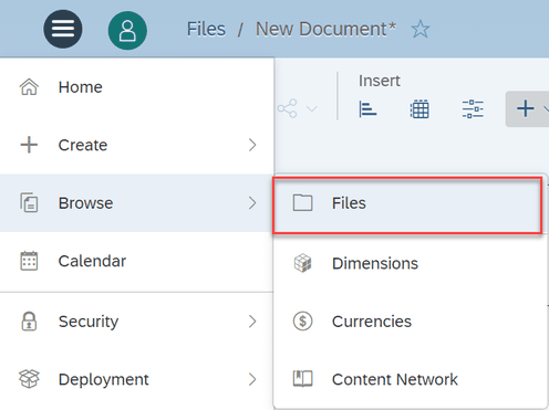 SAP Analytics Cloud Browse Files