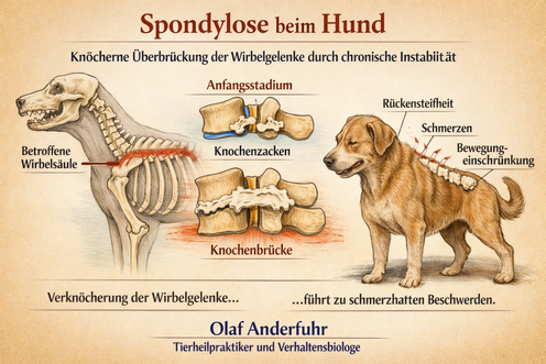 Spondylose beim Hund: Wenn die Wirbelsäule streikt – Symptome, Verwechslungsgefahren und ganzheitliche Wege aus dem Schmerz
