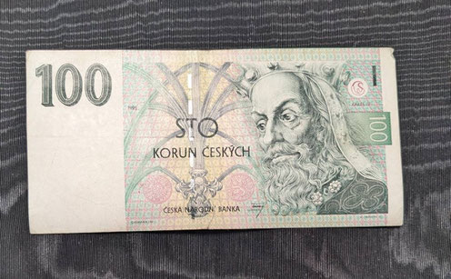 100チェココルナ紙幣から日本円に両替