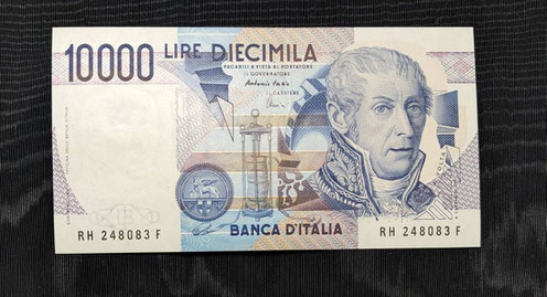 イタリアリラ紙幣から日本円に両替