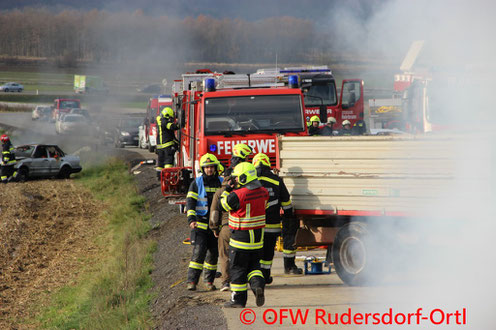 Feuerwehr; Blaulicht; BFKDO Jennersdorf; FF Rudersdorf-Ort; Brand; Baum;