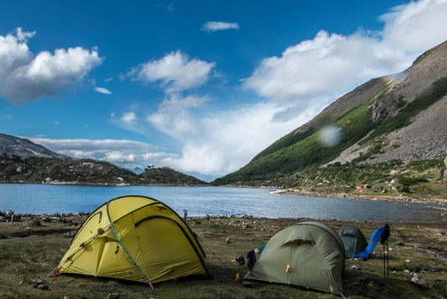 Our camp at the Lago del Salto (06.02.2019), Tierra de la Fuego, Isla Navarino