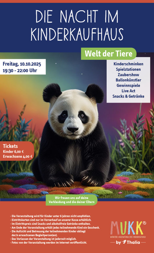 Online Marketing, Mobil Banner, Nacht im MuKK by Thalia, Welt der Tiere, Motiv Panda, von Funkenflug Design