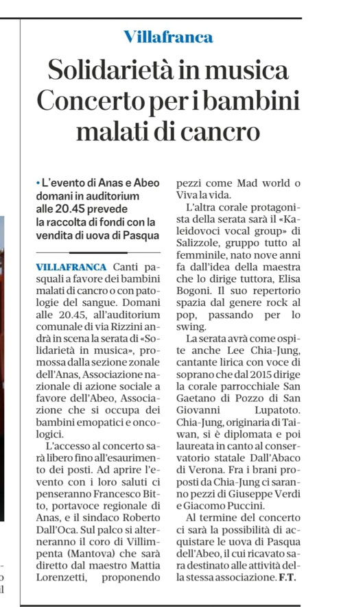 Dal quotidiano l'Arena del 22.3.2024