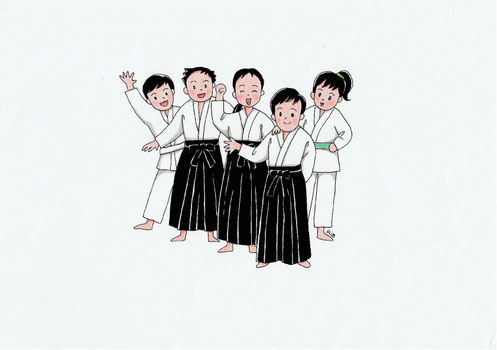 合気道 フリー素材 稽古仲間