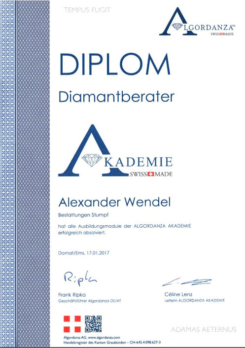 Urkunde Diplom Diamantberater