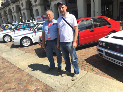 Sergio Martinetto e Roberto Mais della Pubblimais al raduno Lancia Delta a Torino