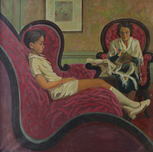 Jean Milhau, Jacques et sa mère, 1939, signé et daté en-bas à gauche (640x640)