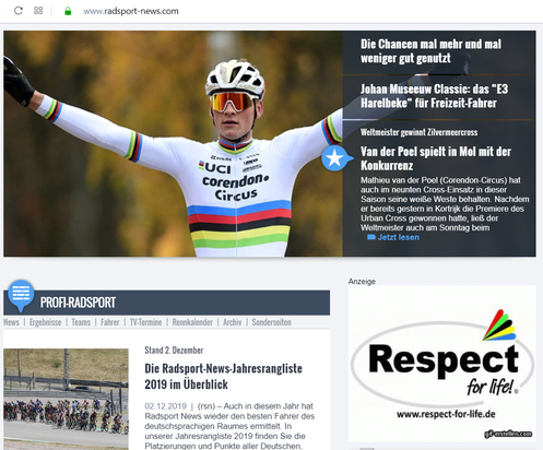 Respect-for-life! in den Radsport news mit Weltmeister Matthieu van der Poel (Correndon-Circus)