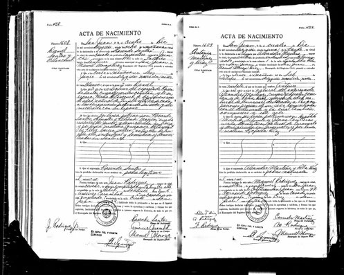 Acta de Nacimiento de Daniel Santos.