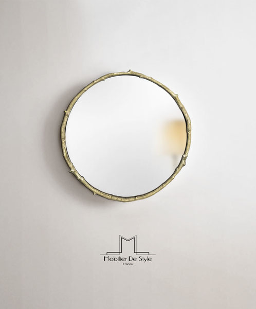 miroir rond Branche, bronze coulé