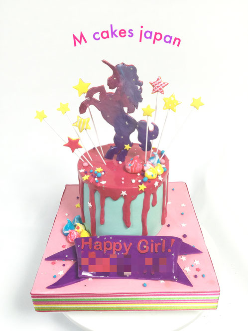 #ユニコーン #アメリカン #カラフル #ケーキ #unicorn #unicorncake #fondant #happy #happygirl #colorful #kawaii #cakedecorating