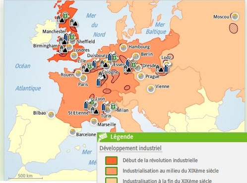 carte de la révolution industrielle