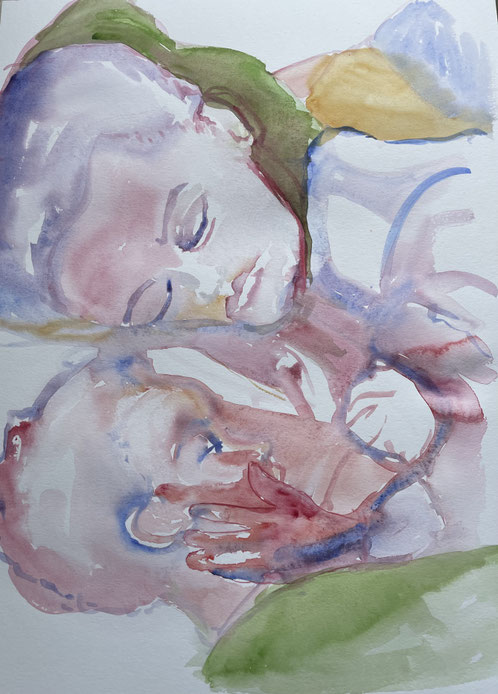 Brüder (the brothers), 2025, Aquarell auf Bütten, 36 x48 cm