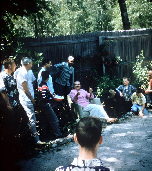 1958 - Baba's Compound at Myrtle Beach, SC. Lud is in the far left. Image enhanced by Anthony Zois