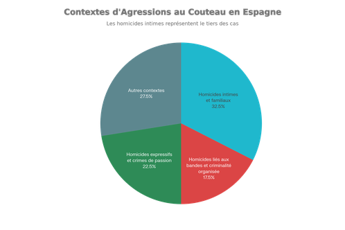Répartition des contextes des agressions aux couteaux en Espagne (2017-2024)