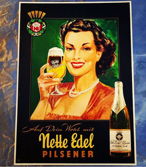 Nette Edel Pils ( Bräu ) - Pappschild Koblenz / Neuwied - Deutschland um 1950 