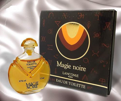 MAGIE NOIRE - EAU DE TOILETTE 7,5 ML - SERIGRAPHIE NOIRE, BOÎTE A RABAT A PLUSIEURS COULEURS