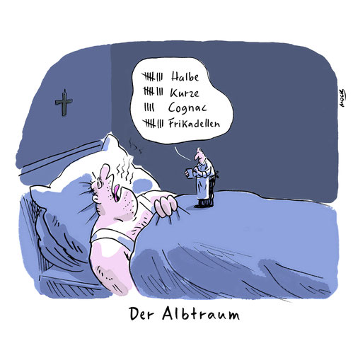 Cartoon zum Thema Alkohol Alkoholmissbrauch Übergewicht Bier
