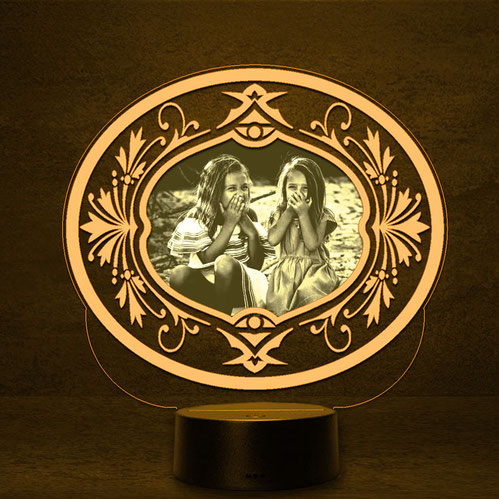 Foto Bilderrahmen Rund 3 fach Personalisierte 3D 2D Led Geschenk Lampe Kinder Familie Freunde Geburt Nachtlicht Schlummerlicht personalisiert mit Namen