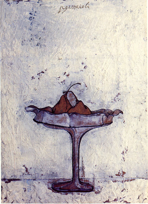 "Alzata". Firenze 1996, olio su faesite, 45x33. Collezione Massimo Scarafuggi, Firenze.