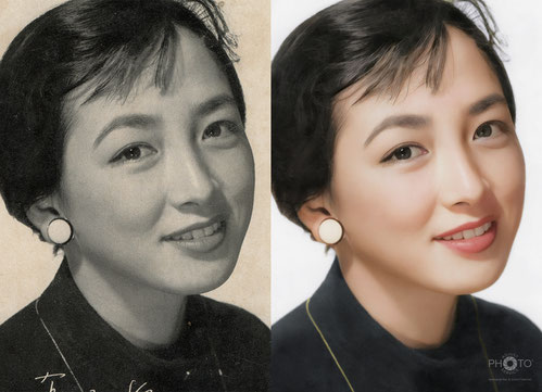 有馬稲子さん。『明星』1956（昭和31）年3月号付録のブロマイドより