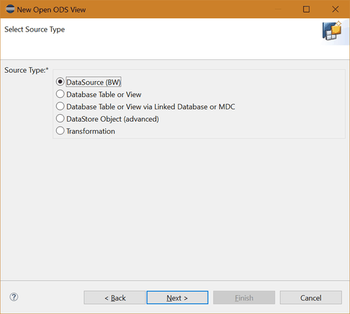 Open ODS View Source Type: DataSource