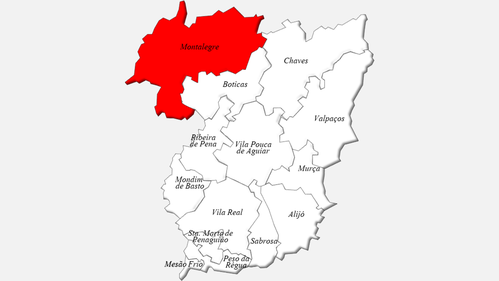 Localização do concelho de Montalegre no distrito de Vila Real