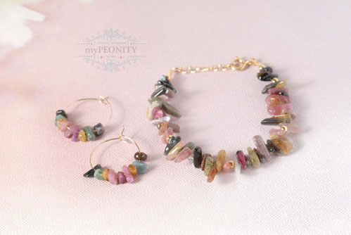 Turmalin Stäbchen Armband Halskette schmuckset