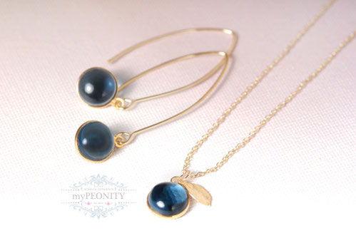 blauer iolith wasser saphir anhänger mit halskette oder ohrringe im set oder einzeln