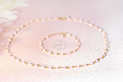 Kleine Rosenquarz Edelstein Halskette Rosenkranzkette