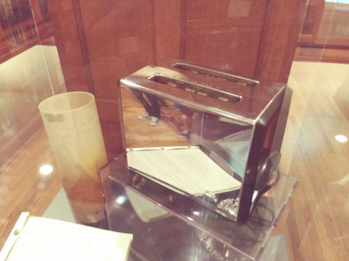 A special display on how Tennessee Williams began his mornings includes his toaster. Tennesse Williams Archive, University of the South, Sewanee, Tennessee. Photo by Robin Israel.