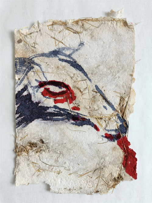 THE SHEEP´S SPEECH - Milva. 2022/2023, paper cast, hay, ink