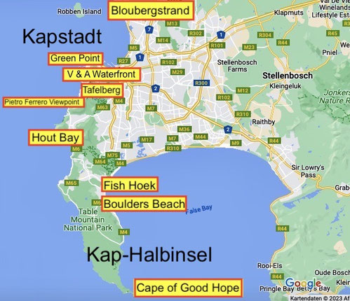 Bild: Karte Kapstadt und die Kap-Halbinsel