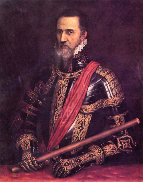 El Gran Duque de Alba,1570.Tiziano.Óleo sobre lienzo,101x83cm.Madrid.Colección Duques de Alba.Palacio de Liria.Fernando Alvárez de Toledo,III Duque de Alba nació en Piedrahita,Ávila en 1507.Ilustrado prototipo de caballero renacentista bajo Carlos V.