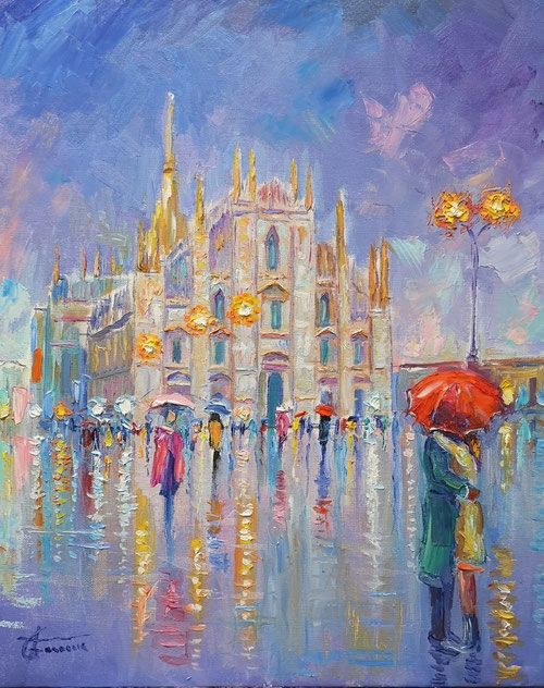 Innamorati a Milano olio su tela 40x50(ND) 